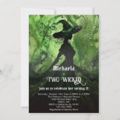 Groene zwarte heks twee boze meisje 2e verjaardag kaart (Voorkant)