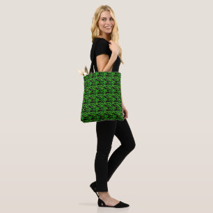 Groene zwarte hint van kleine citroenpatronen tote bag