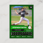 Groene & Zwarte Honkbalspeler Uitwisselbare Fotoka Contactkaartje (Voorkant)