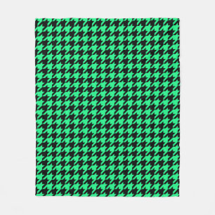 Groene Zwarte Houndstooth Schotse ruit Fleece Deken