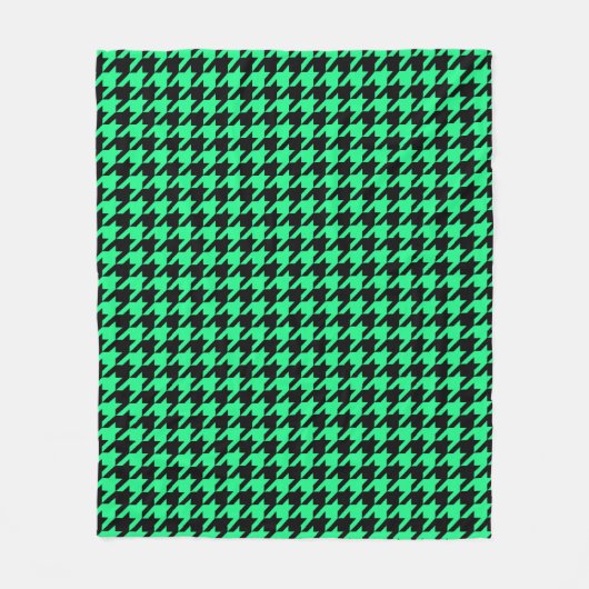 Groene Zwarte Houndstooth Schotse ruit  Fleece Deken (Voorkant)