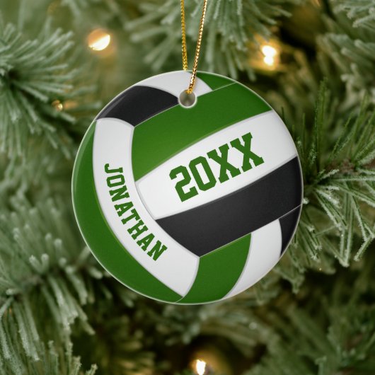 Groene zwarte jongens volleybal keramisch ornament (Boom)