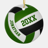 Groene zwarte jongens volleybal keramisch ornament (Voorkant)