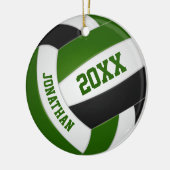 Groene zwarte jongens volleybal keramisch ornament (Links)