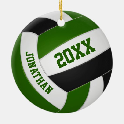Groene zwarte jongens volleybal keramisch ornament (Achterkant)