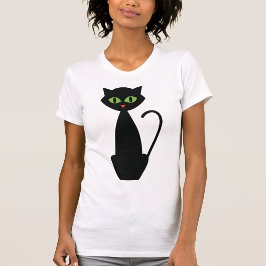 Groene zwarte kat T-shirt (Voorkant)