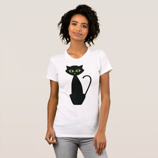 Groene zwarte kat T-shirt (Voorkant volledig)