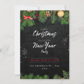 Groene Zwarte Kerstfeest Uitnodiging (Voorkant)