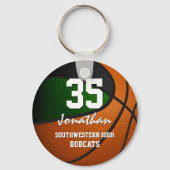 Groene zwarte kinder sportploeggeschenken basketba sleutelhanger (Voorkant)