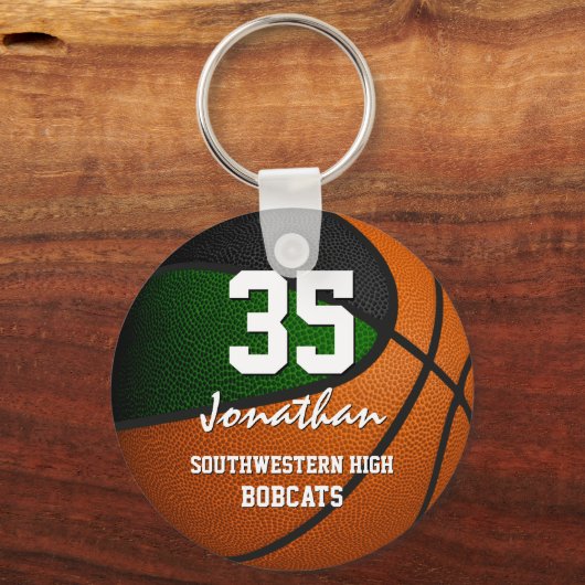 Groene zwarte kinder sportploeggeschenken basketba sleutelhanger (Voorkant)