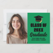 Groene Zwarte Klas van 2026 Foto Afstuderen Aankondiging (Voorkant)