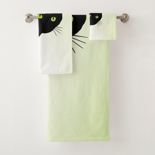 Groene zwarte kleurstofkat bad handdoek (Insitu)