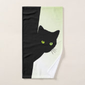 Groene zwarte kleurstofkat bad handdoek (Handdoek)