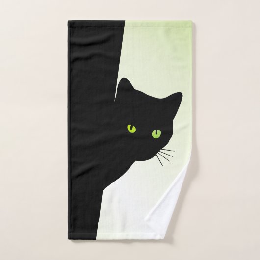 Groene zwarte kleurstofkat bad handdoek (Handdoek)