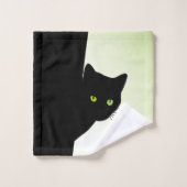 Groene zwarte kleurstofkat bad handdoek (Wasdoekje)