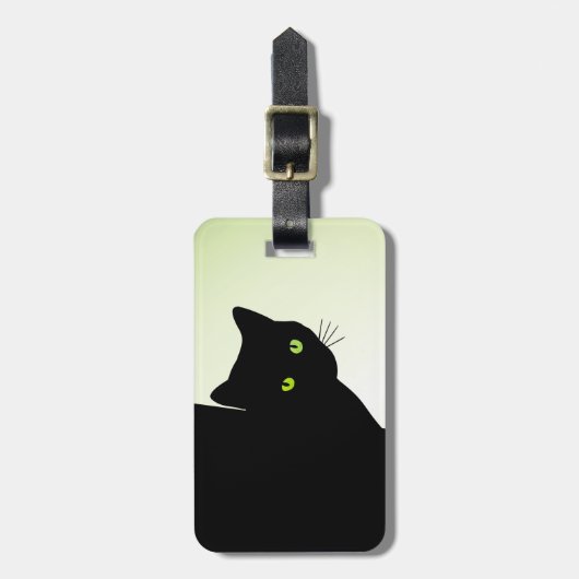 Groene zwarte kleurstofkat bagagelabel (Voorkant verticaal)