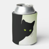 Groene zwarte kleurstofkat blikjeskoeler (Blikje Voorkant)