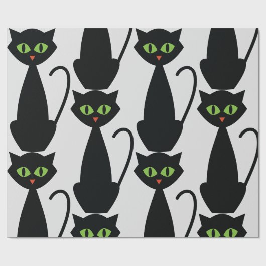 Groene zwarte kleurstofkat cadeaupapier (Vlak)