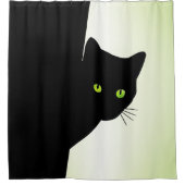 Groene zwarte kleurstofkat douchegordijn (Voorkant)