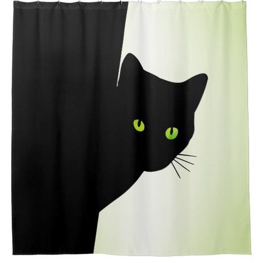 Groene zwarte kleurstofkat douchegordijn (Voorkant)