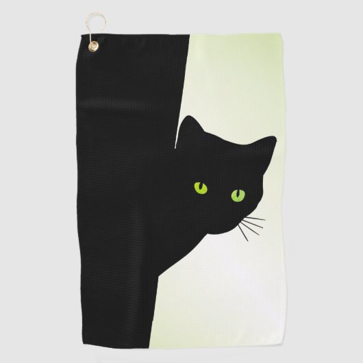 Groene zwarte kleurstofkat golfhanddoek (Voorkant)
