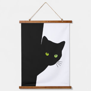 Groene zwarte kleurstofkat hangend wandkleed