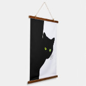 Groene zwarte kleurstofkat hangend wandkleed (Gebogen)