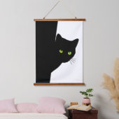 Groene zwarte kleurstofkat hangend wandkleed (Slaapkamer)
