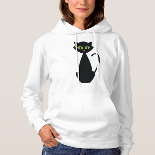 Groene zwarte kleurstofkat hoodie (Voorkant)