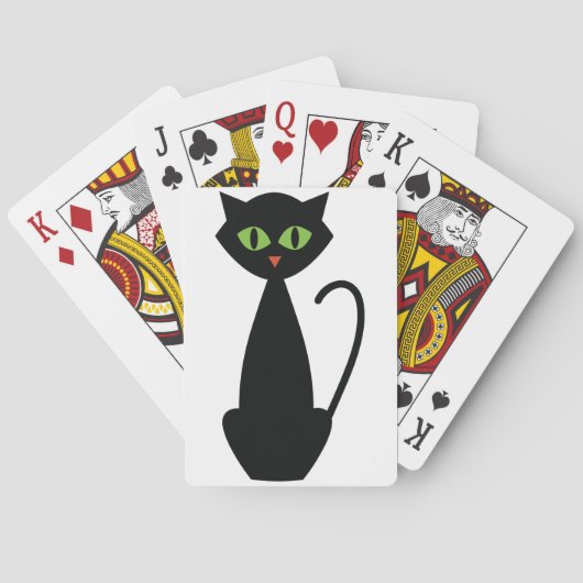 Groene zwarte kleurstofkat pokerkaarten (Achterkant)