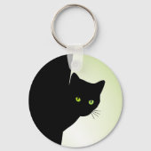 Groene zwarte kleurstofkat sleutelhanger (Voorkant)
