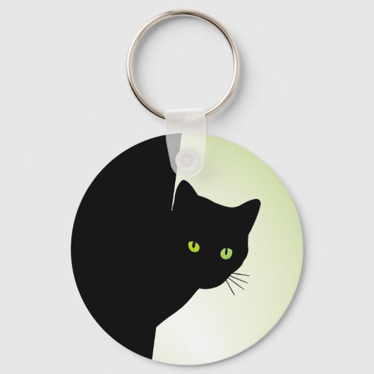 Groene zwarte kleurstofkat sleutelhanger (Achterkant)