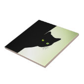 Groene zwarte kleurstofkat tegeltje (Zijkant)