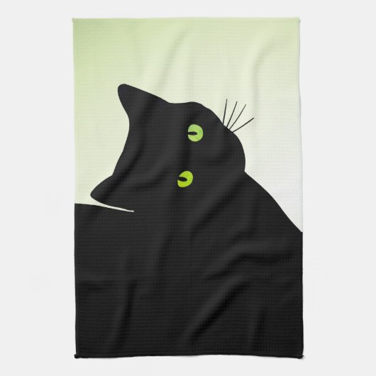 Groene zwarte kleurstofkat theedoek (Verticaal)