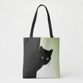 Groene zwarte kleurstofkat tote bag