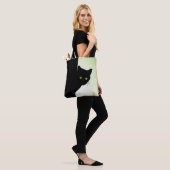 Groene zwarte kleurstofkat tote bag (Op model)