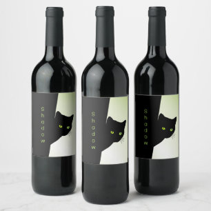 Groene zwarte kleurstofkat wijn etiket