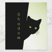 Groene zwarte kleurstofkat wijn etiket (Enkel label)
