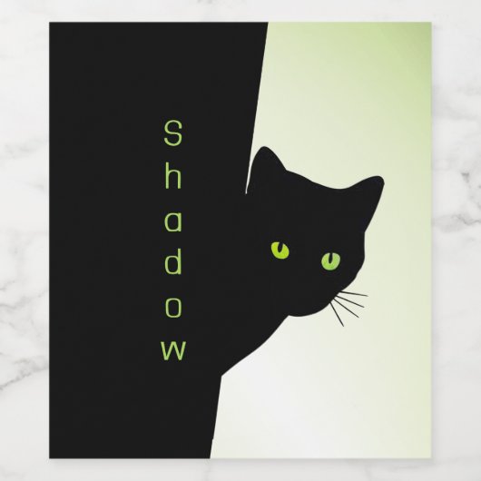 Groene zwarte kleurstofkat wijn etiket (Enkel label)