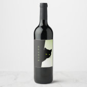 Groene zwarte kleurstofkat wijn etiket (Voorkant)