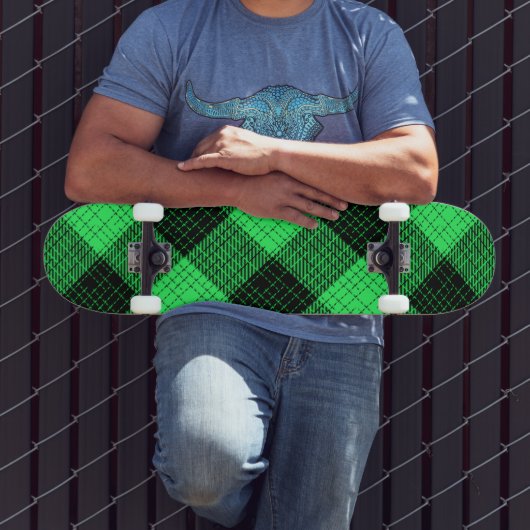 Groene Zwarte Kruisraster Buffalo Check Persoonlijk Skateboard (Buiten 3)