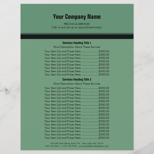 Groene zwarte lijst met eenvoudige randprijs 2 flyer (Voorkant)