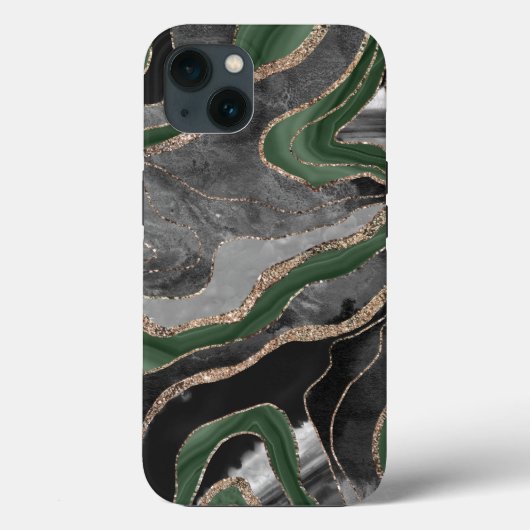 Groene zwarte marmer Agate Gold Glitter Glam #1 Case-Mate iPhone Case (Achterkant)