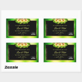 Groene zwarte-marmerlabels Rozen met Logo Rechthoekige Sticker (Vel)