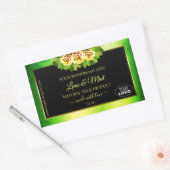 Groene zwarte-marmerlabels Rozen met Logo Rechthoekige Sticker (Envelop)