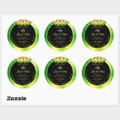 Groene zwarte-marmerlabels Rozen met Logo Ronde Sticker (Vel)