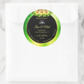 Groene zwarte-marmerlabels Rozen met Logo Ronde Sticker (Tas)