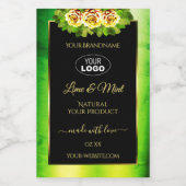 Groene zwarte-marmerlabels Rozen met Logo Voedselcontainer Etiket (Enkel label)