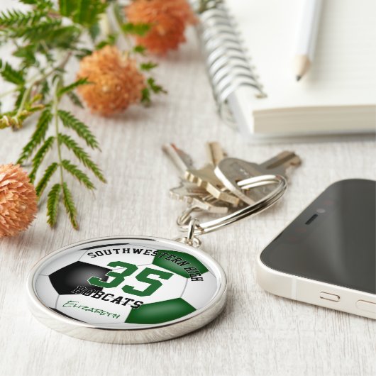 Groene zwarte meisjes jongens sport voetbal trui n sleutelhanger (Zijkant)