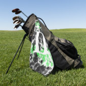 Groene zwarte monogram golfhanddoek met verfspatte (Groen)